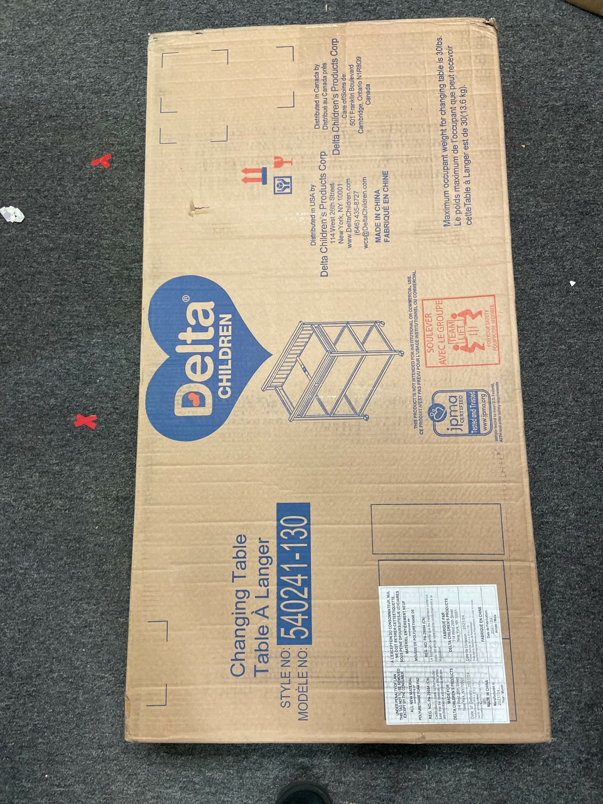 delta adley changing table