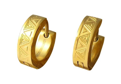 Ohrringe Männer Titan Stäbchen Edelstahl Creolen Totem schwarz gold silber Blau - Picture 14 of 24