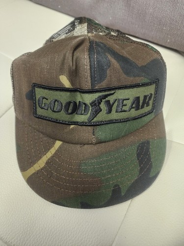 VTG 1980s goodyear camo hat swingster made in the usa snap back trucker hat