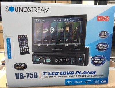 Soundstream VR-75B Single DIN Bluetooth in-Dash DVD//CD//AM//FM Car Stereo Receiver with 7 Foldout Touchscreen