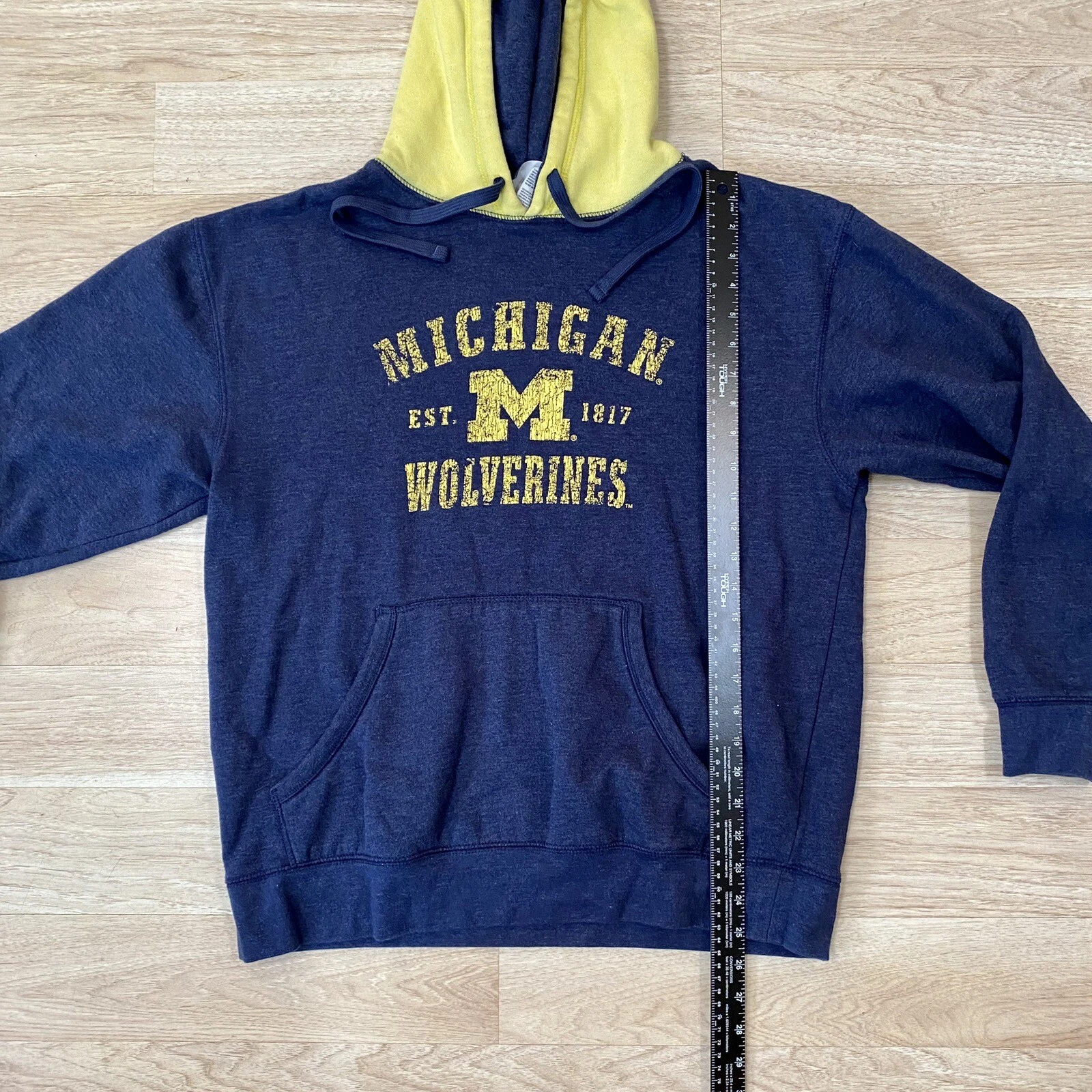 VETEMENTS Felpa con cappuccio Michigan Wolverines uomo L pullover blu mais KA abbigliamento sportivo