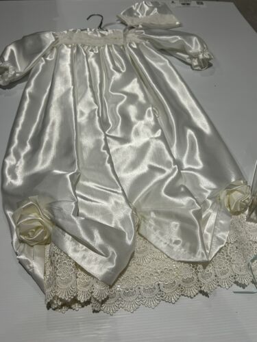 Vintage Puppy Love Ivory Satin/White Long Baby Christening/Baptismal Gown Size 0 - Picture 15 of 24