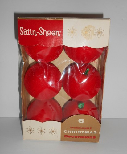 SATIN-SHEEN Christmas Decorations 2” Round Red Velvet Ornaments  - Picture 1 of 7