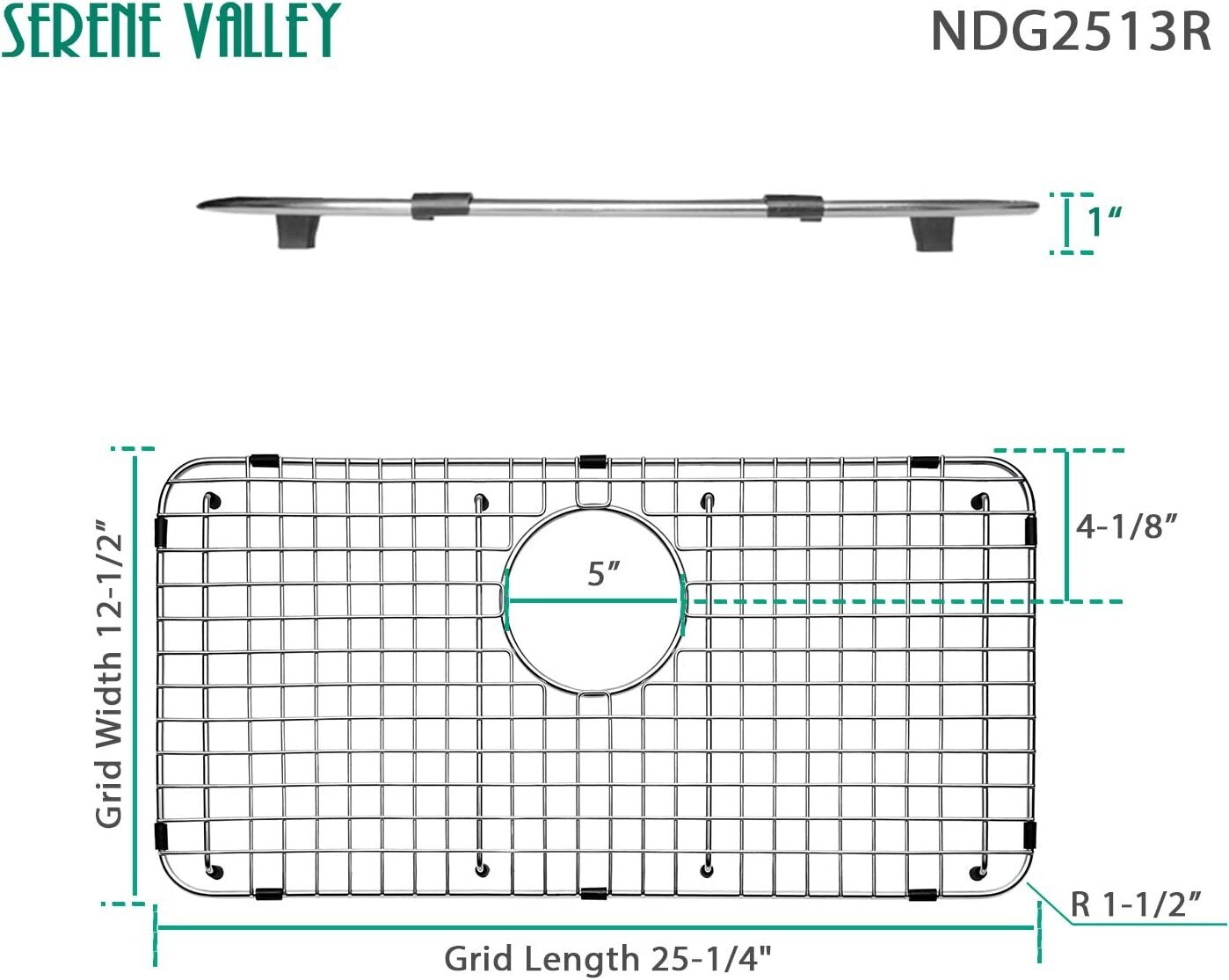 Serene Valley Sink Bottom Grid 251/4" X 121/2“, Rear Drain with