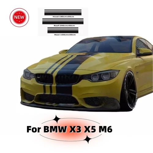 For BMW X3 X5 M6 Car Vinyl Hood Roof Rear Bumper Decals Kit Sport Stripe 2PCS - Picture 5 of 8