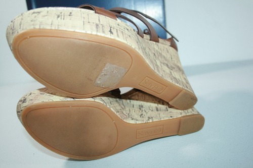 Sandalias Chaps Alessandra de cuero marrón corcho para mujer con tiras tacón de cuña talla 9 B - Imagen 6 de 9