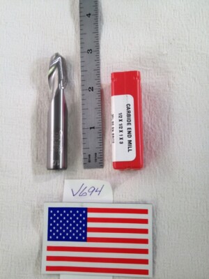 1 NEW HTC 1/2'' DIAMETER CARBIDE END MILL 135-2500. 2 FL BALL BRITE. 1'' LOC-V694