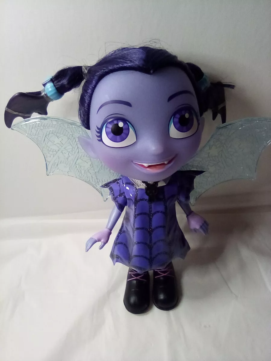 Disney Talking Vampirina Girl Doll Purple Spider Web Dress Wings backpack  11