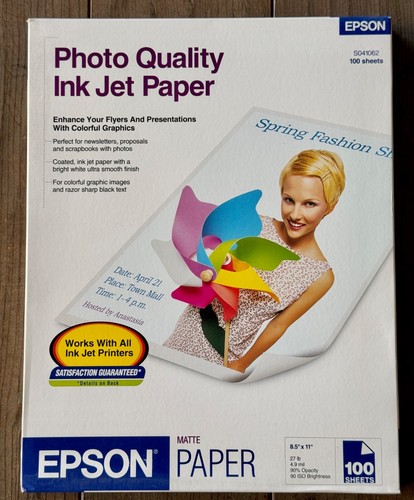 Epson Photo Quality Inkjet Paper, Matte 8-1/2"x11" 100 Sheets - Picture 1 of 4