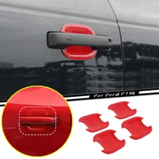 4P Car Door Handle Bowl Cover Trim For Ford F150 F-150 2021-2023 Accessories Red