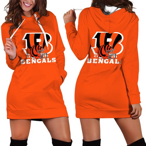 Cincinnati Bengals Women's Hoodie Dress Long Sleeve Pocket Sweatshirt Dress Gift - Picture 49 of 50