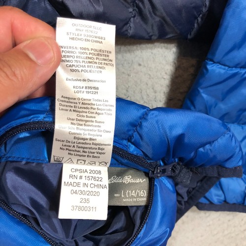 eddie bauer down puffer Jackets youth L 14/16 blue active winter - Picture 8 of 14