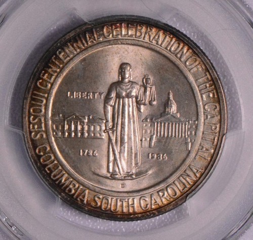 1936 D Columbia 50C PCGS MS68 Commemorative Half Dollar SUPER GEM Registry! - Picture 3 of 4