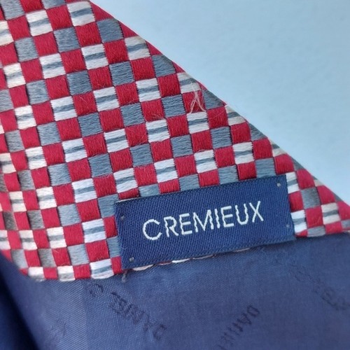 Cremieux Red Gray White Woven Threads All Silk Tie Designer Necktie - Picture 4 of 6