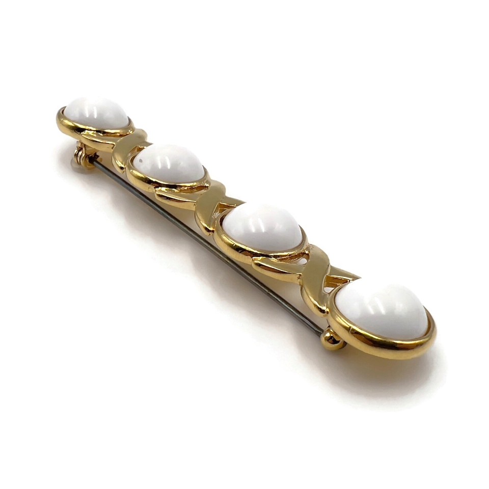 Gold Tone X's White Acrylic Cabochons O's Bar Fashion Brooch Pin eBay