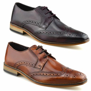 Ikon RAMSAY Mens Leather Brogue Burnished Formal Evening Smart Dress Shoes Tan Ikon RAMSAY Mens Leather Brogue Burnished Formal Evening Smart Dress Shoes Tan
