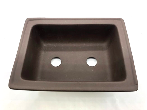 Japanese Bonsai Pot Seto Ware Muddy Long Square W6.5in (16.5cm) - 第 2/13 張圖片