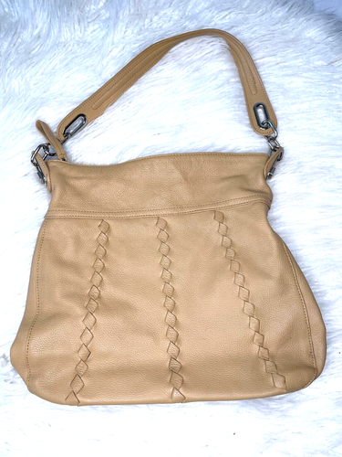 Tignanello Kieselleder Geldbörse Hobo Schultertasche braun goldfarben Hardware - Bild 2 von 8