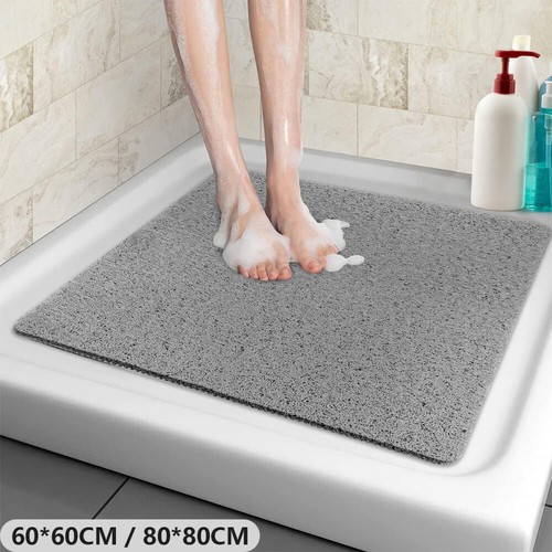 60x60/80×80cm Super Comfy Shower Mat Non Slip Never Stains or Blocks Drain Grey - Picture 2 of 19