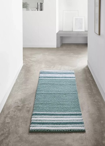 VCNY Home Aiden Jacquard gestreift Aqua Polyester Bad Läufer 24" x 60" pflegeleicht