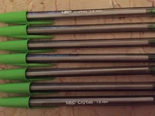 Lot of 7  GREEN Bic Cristal Ballpoint Pens 1.6mm, XTRA BOLD