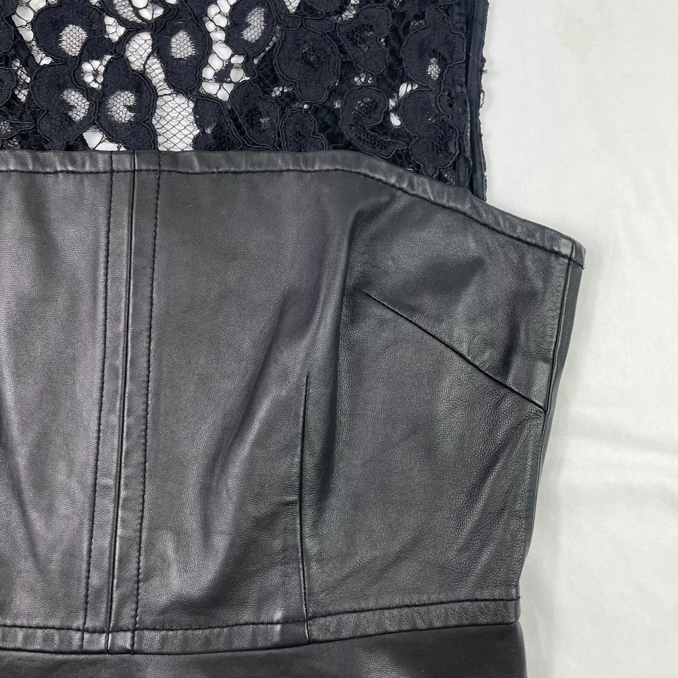 Blusa sin mangas Trina Turk de cuero de encaje para mujer talla 4 como nueva Foto 2 de 4