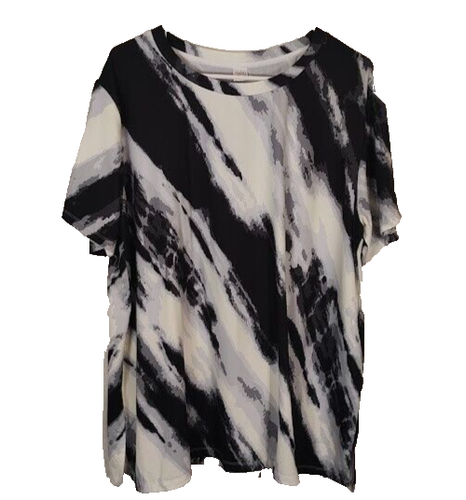 Neu mit Etikett Nanu schwarz & weiß kurzärmliges Shirt Damen 1X Bluse Oberteil