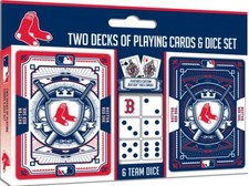 Boston Red Sox 2 Pack Playing Cards and Dice Set [NEW] MLB Game Poker Euchre