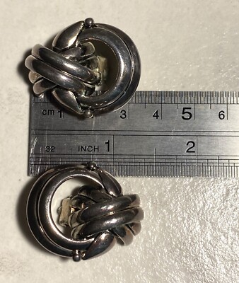 Boucles D'oreilles Clips Poggi Paris Vintage - Argenté, Alliage Métal, Occasion