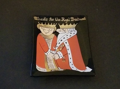~Royal Treatment Tip Tray King Queen Thank You Hostess Glass Plate~ Souvenir~ - Picture 3 of 8