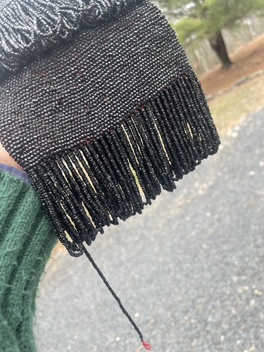 Antique - Vintage Early 20th C. Black Beaded Flapper Art Deco Glass Purse Bag - Picture 6 of 18