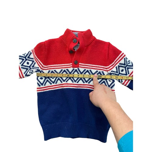 Gap Kids Boys Red White Blue Button Up Pullover Sweater Size Medium - Picture 5 of 5
