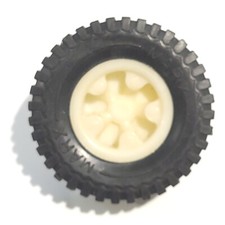 Vintage 70's MARX Plastic White Wheel  Tire Truck 4x4 Offroad Replacement Part