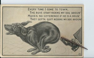 AT-078-Wire-Tail-Champ-Clark-MO-Stop-Kickin-My-Dog-Around-Postcard-RARE