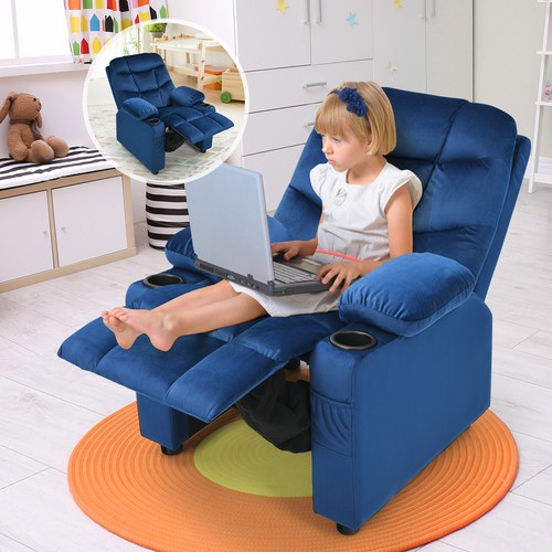 HONEY JOY Kids Recliner Chair Adjustable Velvet Lounge Couch Children Armchair - Picture 3 of 31