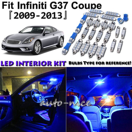 11x Blue LED Interior Lights Package Kit For 2009 - 2012 2013 Infiniti G37 Coupe - Picture 1 of 9