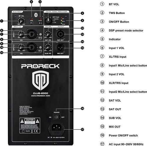 PRORECK CLUB 2000 10-inch 1000W Powered PA Loud Speaker System - Picture 2 of 7