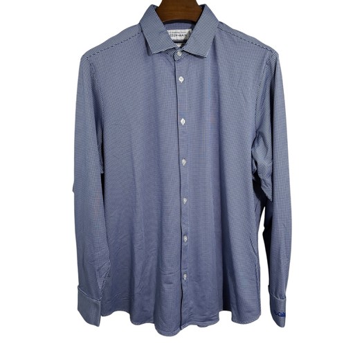 Camisa Spinnaker MIZZEN+MAIN Para Hombre Calce Estándar Azul Micro Cuadros Manga Larga 2XL - Imagen 2 de 11