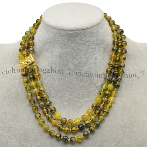 3 Rows 6-12mm Natural Multicolor Gemstone Jasper Round Beads Necklace 18-20'' - Picture 14 of 147