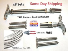 1/8" Cable Railing 316 Stainless Steel Swageless Deck toggle 8 Sets,150 ft Cable