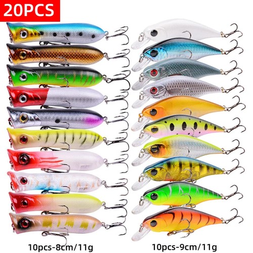 20pcs Long Fishing Lure Kit Soft and Hard Bait Set Gear Layer Big Minnow Metal - Bild 10 von 23