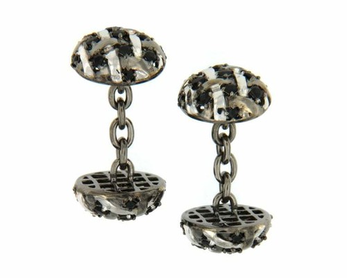 Solid 925 Sterling Silver Black Round Shape Spinel Men's Wedding Party Cufflinks - Picture 2 of 4