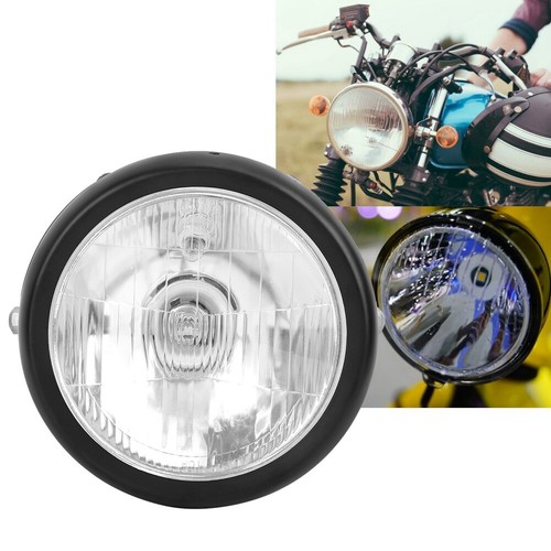 Retro Black Alloy Shell White Lens Round Motorcycle Front Headlight For CG12 SNT - Picture 2 of 7