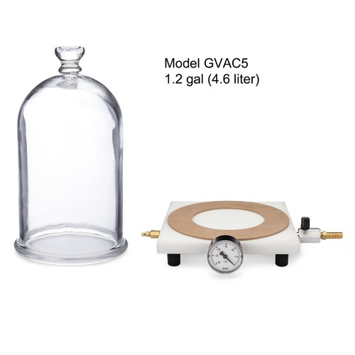 Glass Bell Jar Vacuum Chamber, 1.2 gal (4.6 L), Vacuum to Less Than 0.1 Torr - Picture 6 of 10