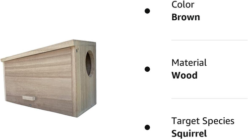 Pine Wood Squirrel House Feeder Outdoor Nesting Box for Habitat Residence - Picture 8 of 8