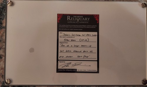 STAR WARS ROTJ  SCREEN USED JABBA SAIL BARGE AWENING PIECE WITH COA - Picture 2 of 2