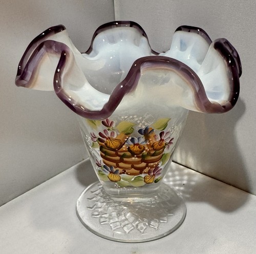 Longaberger Fenton 2003 Vase 4.5 X  4 in signed By George Fenton ￼ - Picture 1 of 12