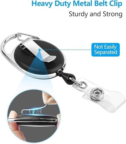 ✅2 Pack Retractable ID Badge Holder with Clip Badge Reels, Clear ID Card Holder✅ - Picture 5 of 24