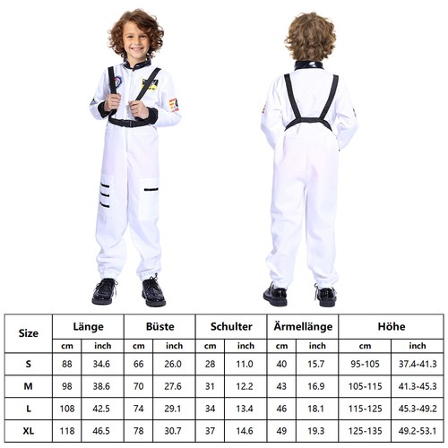 DE Kinder Astronauten Kostüm Astronaut Overall Karneval Space Galaxy Verkleidung - Bild 6 von 23