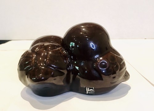 Jie Gantofta Schweden Keramik Keramik braune Eulen Figur Original Aufkleber WIE BESEHEN - Bild 3 von 11